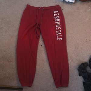 Red AreoPostale joggers with a drawstring